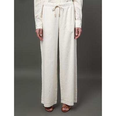 Calça Feminina Wide Leg Com Listras Calvin Klein - Branco