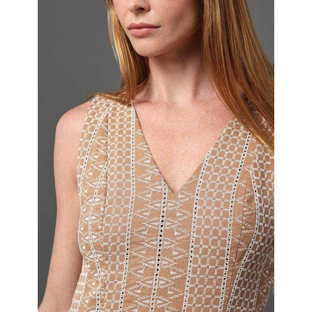 Vestido Feminino Longo de Laise Calvin Klein - Caqui Medio - 4