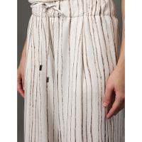 Calça Feminina Wide Leg Listra Irregular Calvin Klein - Branco