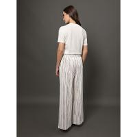 Calça Feminina Wide Leg Listra Irregular Calvin Klein - Branco - 2