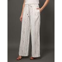 Calça Feminina Wide Leg Listra Irregular Calvin Klein - Branco - 1