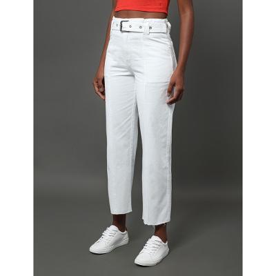 Calça Feminina Color Barrel Cinto Calvin Klein Jeans - Branco