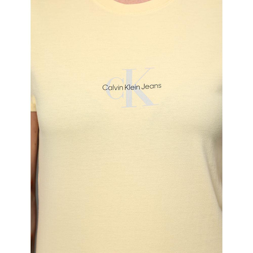 Camiseta Feminina Micrologo Peito Calvin Klein Jeans - Amarelo Manteiga - 4