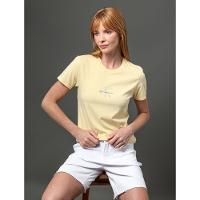 Camiseta Feminina Micrologo Peito Calvin Klein Jeans - Amarelo Manteiga - 5
