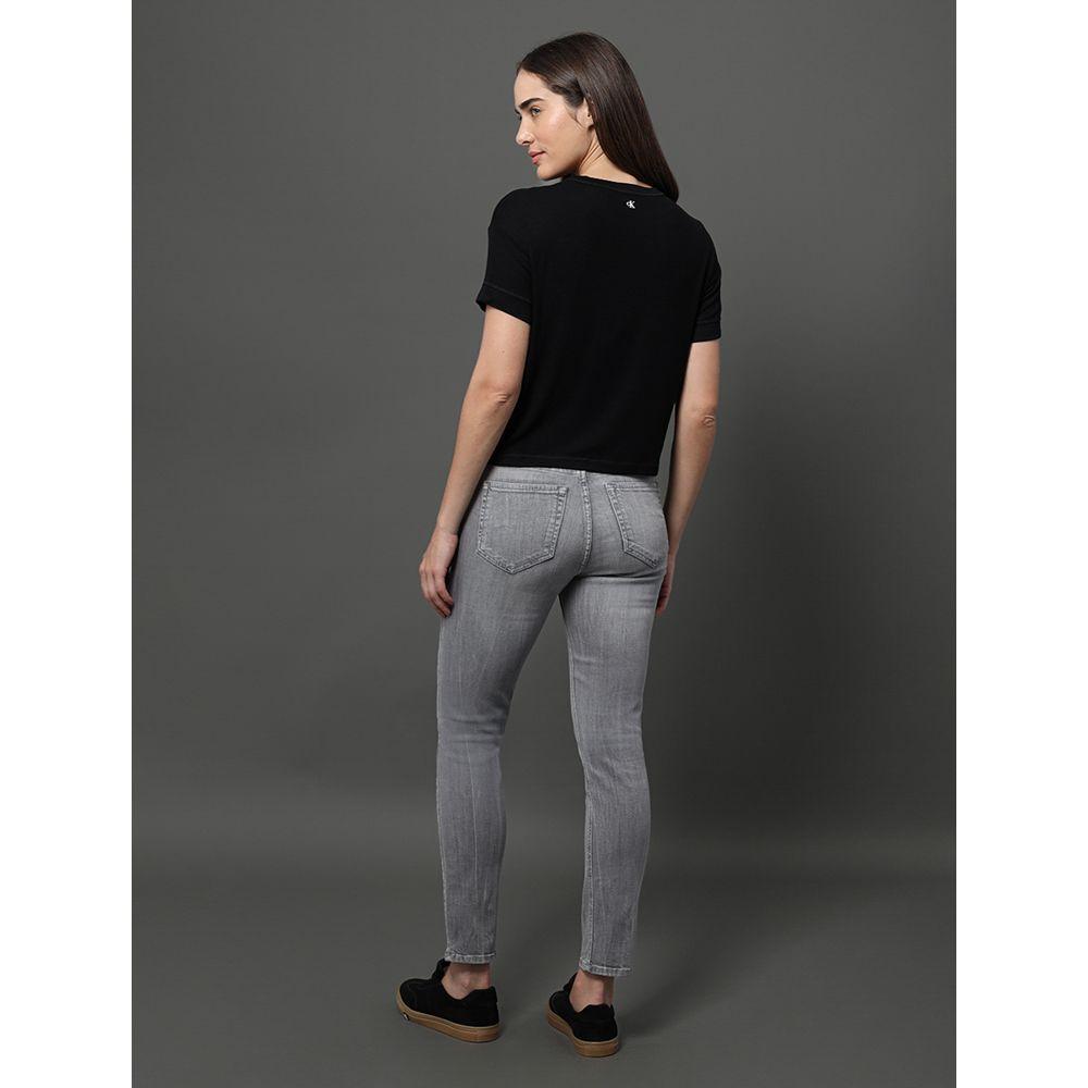 Camiseta Feminina Ribana Viscose Calvin Klein Jeans - Preto - 2