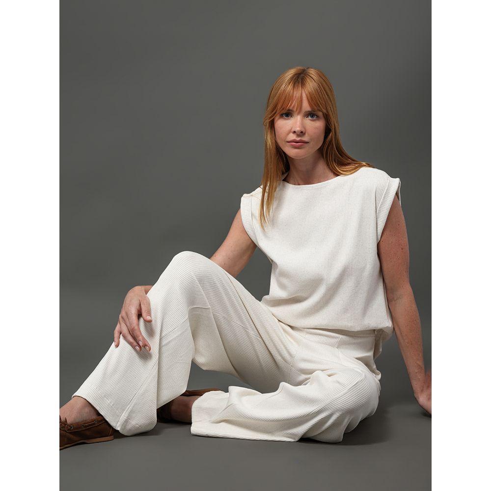 Calça Feminina Malha Wide Leg Calvin Klein - Off White - 5