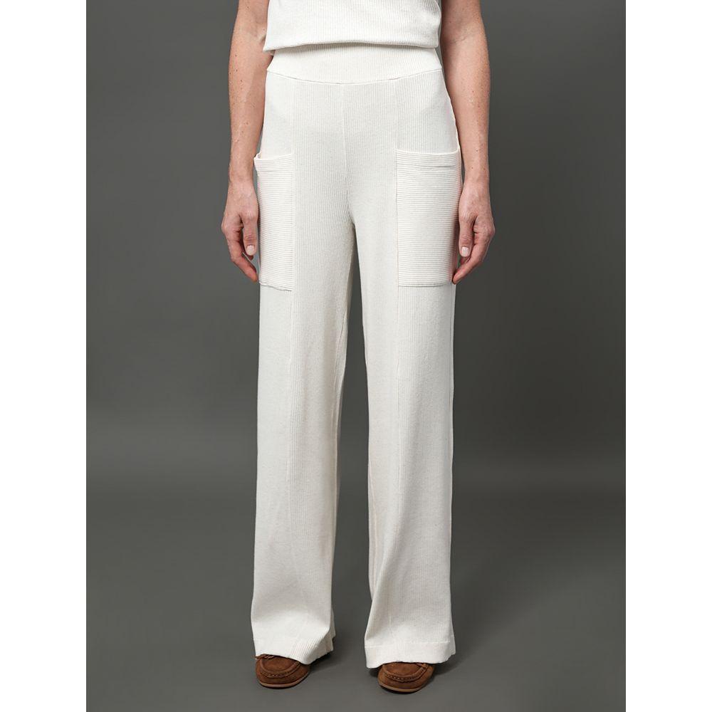 Calça Feminina Malha Wide Leg Calvin Klein - Off White - 1
