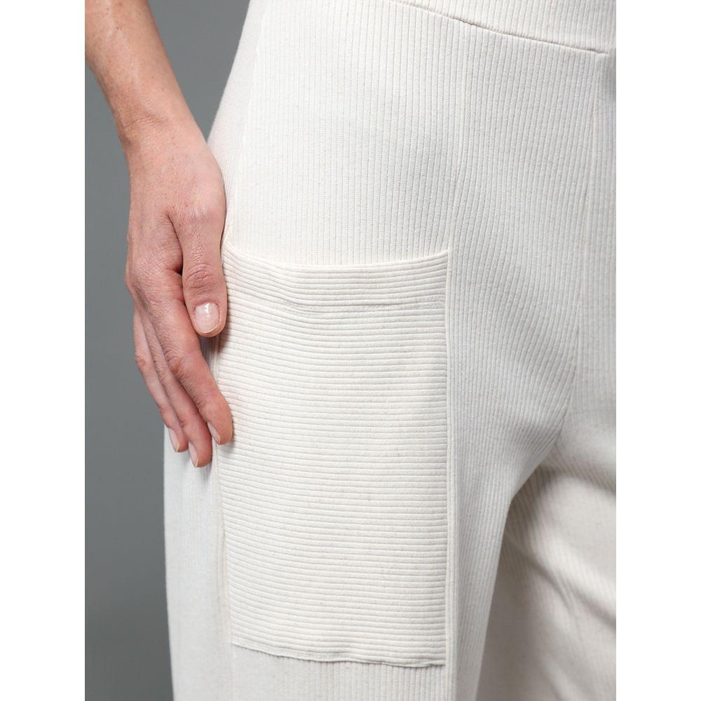 Calça Feminina Malha Wide Leg Calvin Klein - Off White - 4