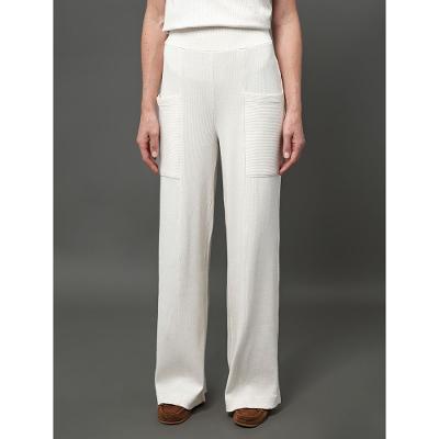 Calça Feminina Malha Wide Leg Calvin Klein - Off White