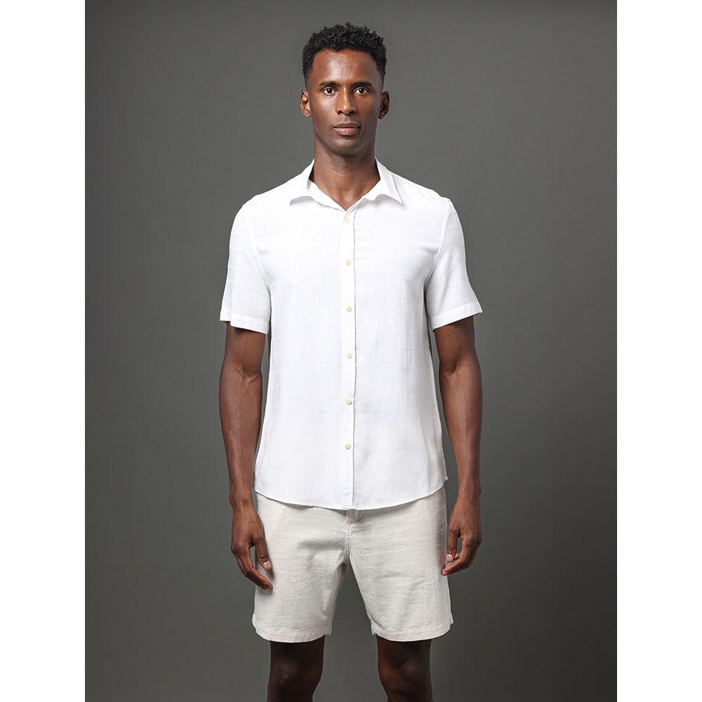 Camisa Masculina Listras Detalhes Calvin Klein Jeans - Branco - 1