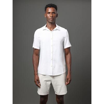 Camisa Masculina Listras Detalhes Calvin Klein Jeans - Branco