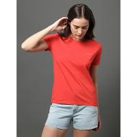 Camiseta Feminina Micrologo Peito Calvin Klein Jeans - Vermelho - 5
