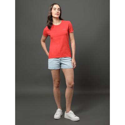 Camiseta Feminina Micrologo Peito Calvin Klein Jeans - Vermelho