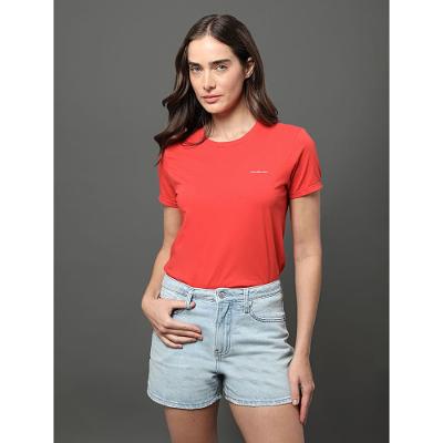 Camiseta Feminina Micrologo Peito Calvin Klein Jeans - Vermelho