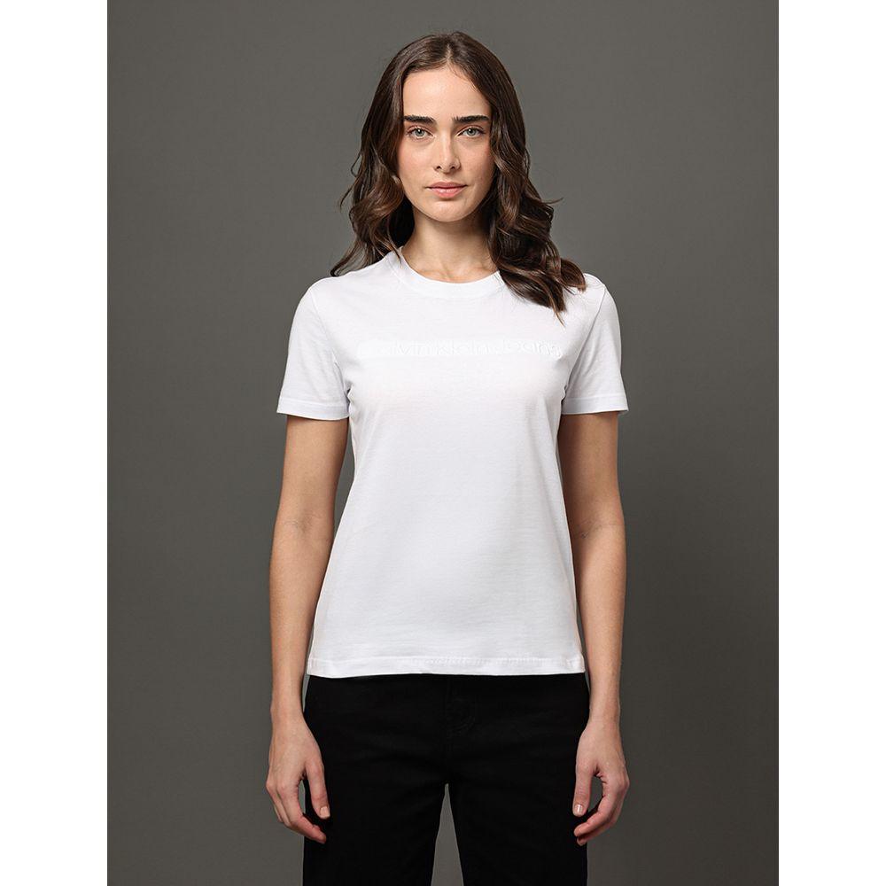 Camiseta Feminina Bordado Alto Relevo Calvin Klein Jeans - Branco - 1