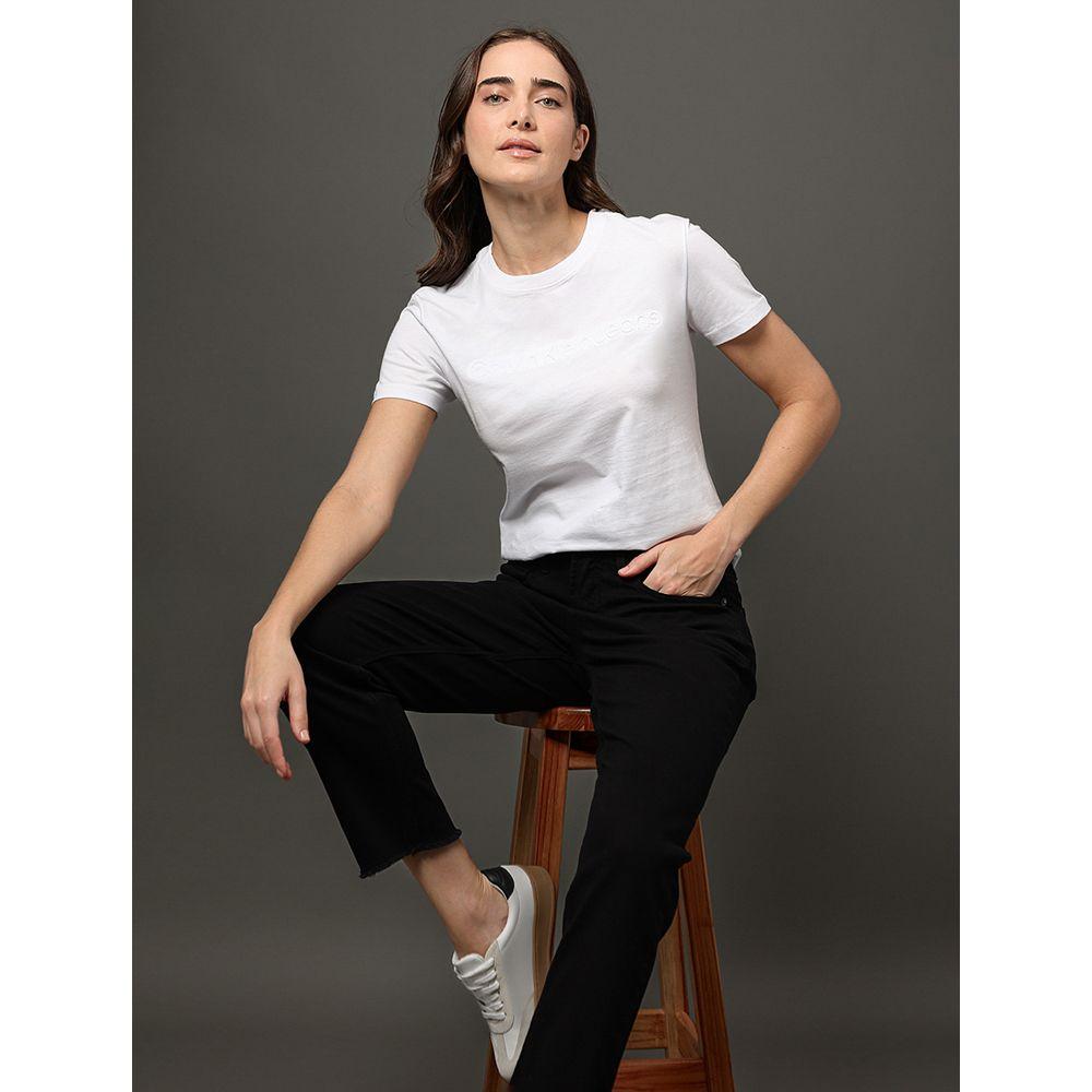 Camiseta Feminina Bordado Alto Relevo Calvin Klein Jeans - Branco - 5