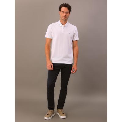 Camisa Polo Masculina Básica Com Friso Calvin Klein - Branco