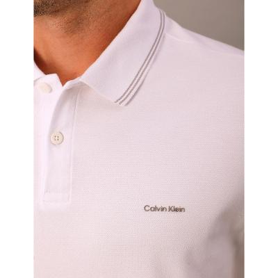 Camisa Polo Masculina Básica Com Friso Calvin Klein - Branco