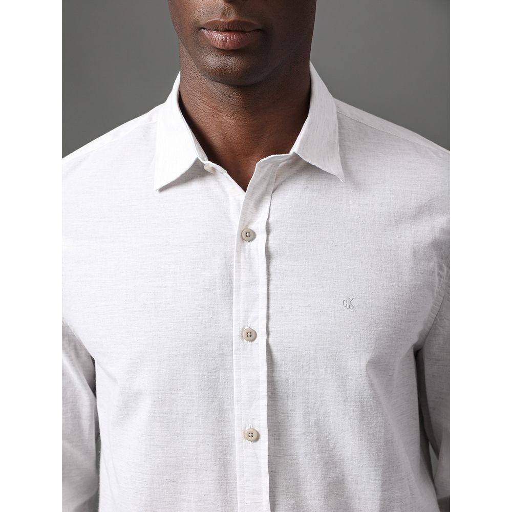 Camisa Masculina Cotton Linen Calvin Klein Jeans - Cinza Claro - 4