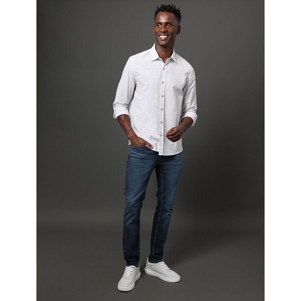 Camisa Masculina Cotton Linen Calvin Klein Jeans - Cinza Claro - 5