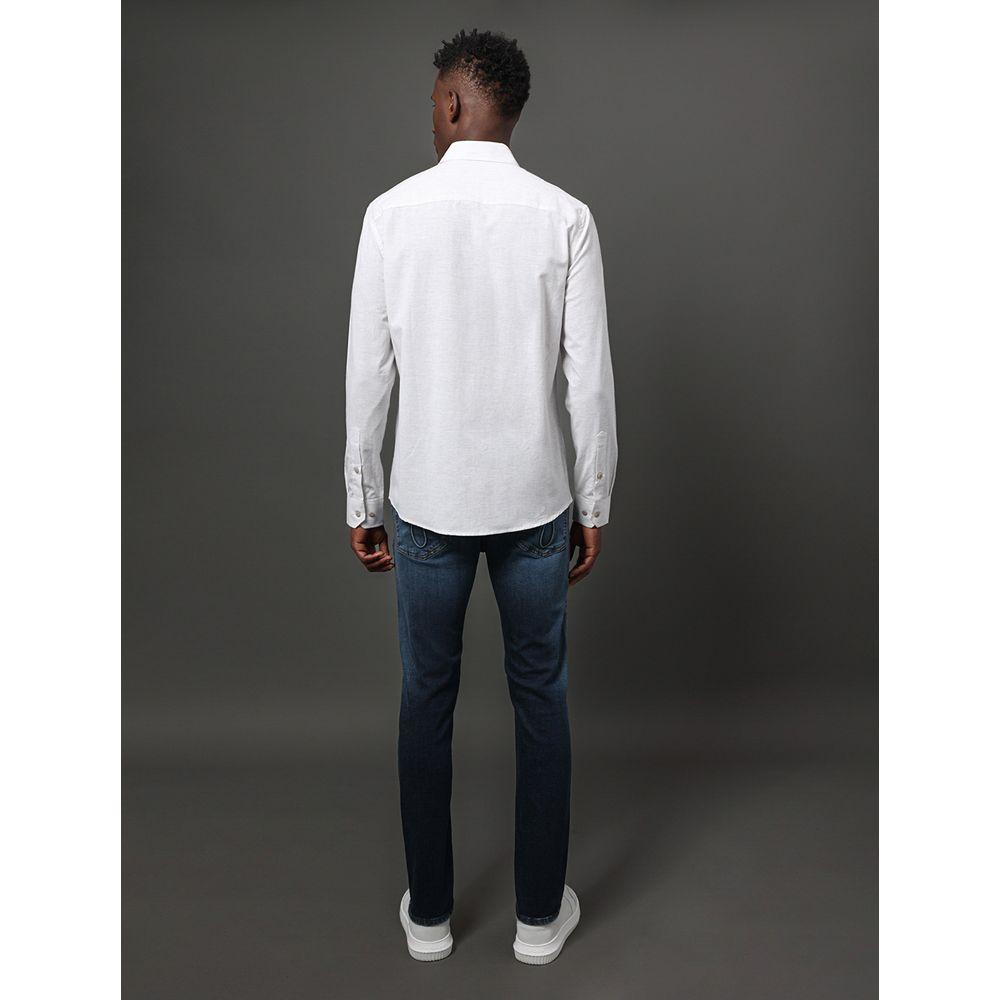 Camisa Masculina Cotton Linen Calvin Klein Jeans - Cinza Claro - 2