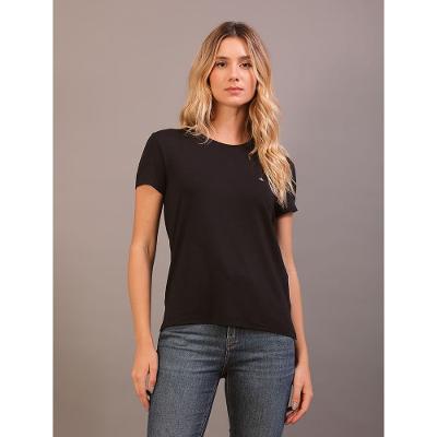 Camiseta Feminina Básica Canoa Recortes Calvin Klein - Preto