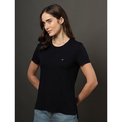 Camiseta Feminina Básica Canoa Recortes Calvin Klein - Preto