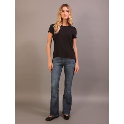 Camiseta Feminina Básica Canoa Recortes Calvin Klein - Preto
