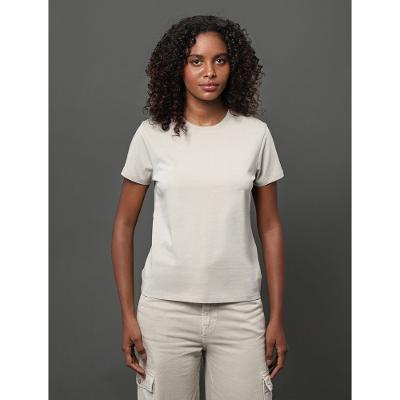 Camiseta Feminina Essentials Estampa na Barra Calvin Klein Jeans - Caqui Claro