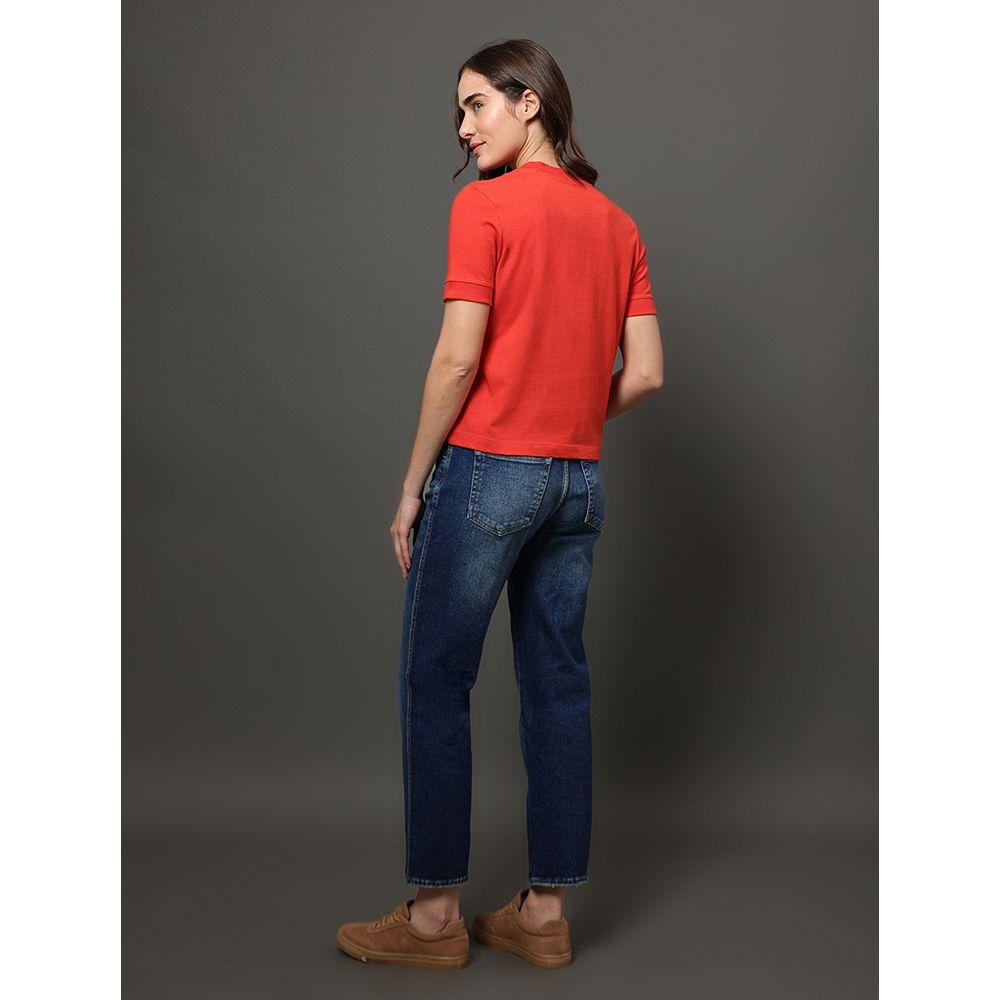 Camiseta Feminina Malhão Com Punhos Calvin Klein Jeans - Vermelho - 2