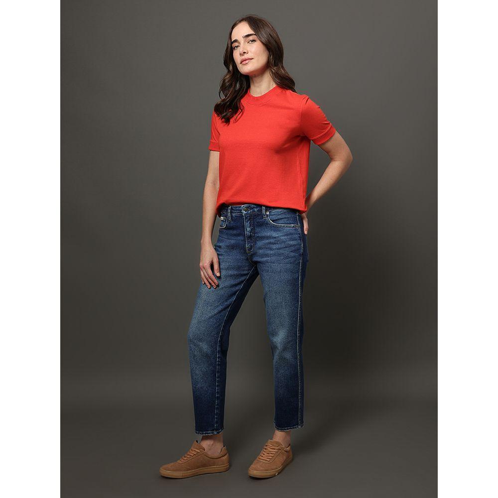 Camiseta Feminina Malhão Com Punhos Calvin Klein Jeans - Vermelho - 3