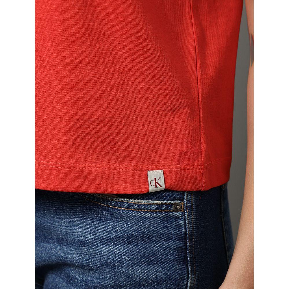 Camiseta Feminina Malhão Com Punhos Calvin Klein Jeans - Vermelho - 4