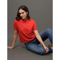 Camiseta Feminina Malhão Com Punhos Calvin Klein Jeans - Vermelho - 5