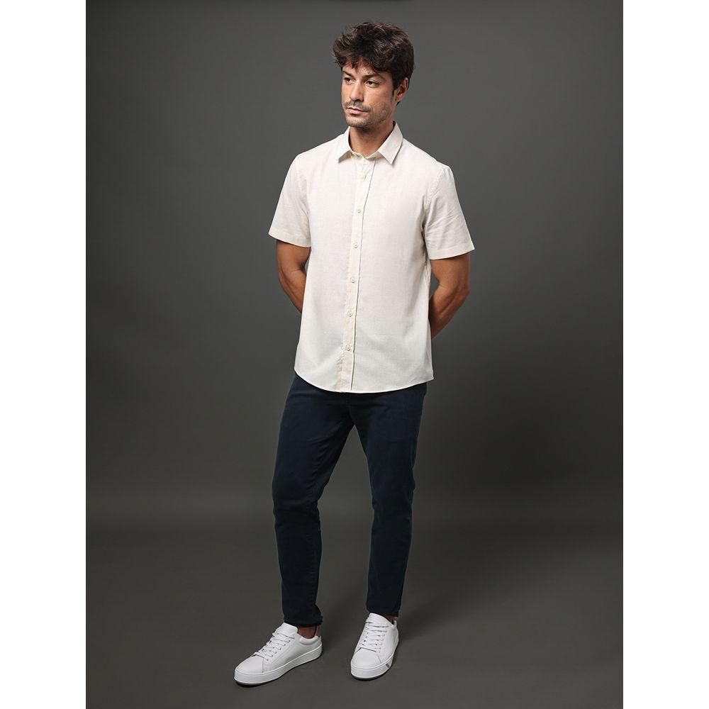 Camisa Masculina Linen Cotton Calvin Klein Jeans - Off White - 3