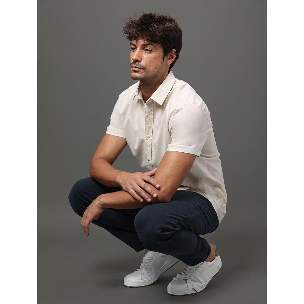 Camisa Masculina Linen Cotton Calvin Klein Jeans - Off White - 5