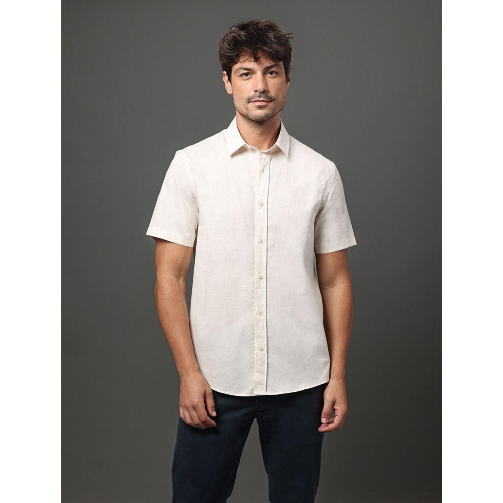 Camisa Masculina Linen Cotton Calvin Klein Jeans - Off White - 1