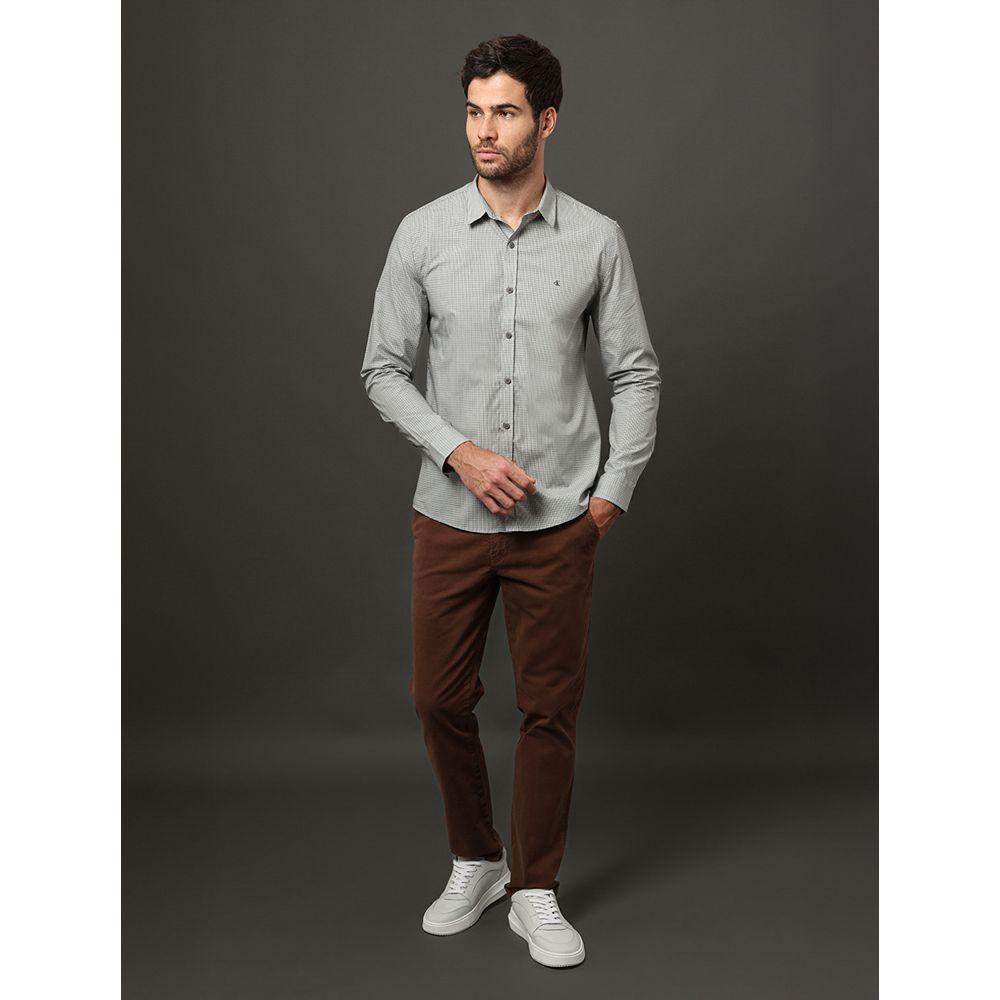 Camisa Masculina Slim Fio 50 Micro Check Calvin Klein Jeans - Verde - 3