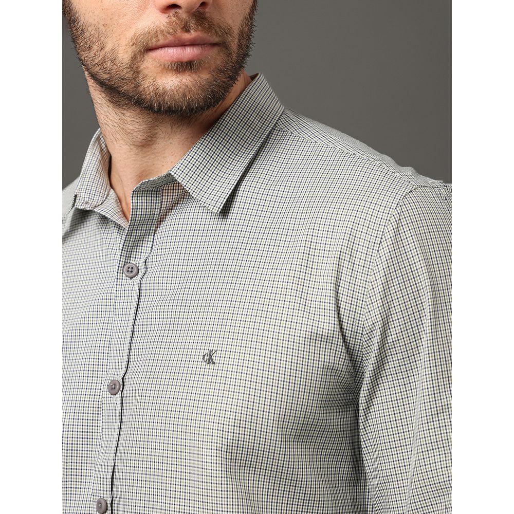 Camisa Masculina Slim Fio 50 Micro Check Calvin Klein Jeans - Verde - 4