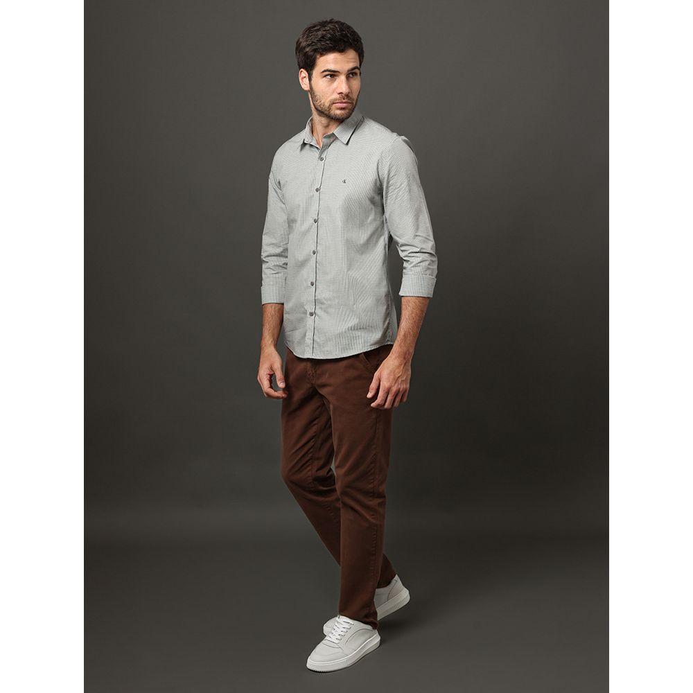 Camisa Masculina Slim Fio 50 Micro Check Calvin Klein Jeans - Verde - 5
