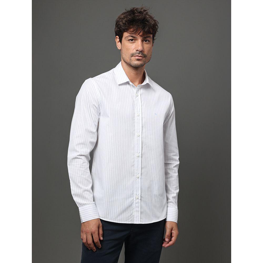 Camisa Masculina Slim Stripes Calvin Klein Jeans - Branco - 1