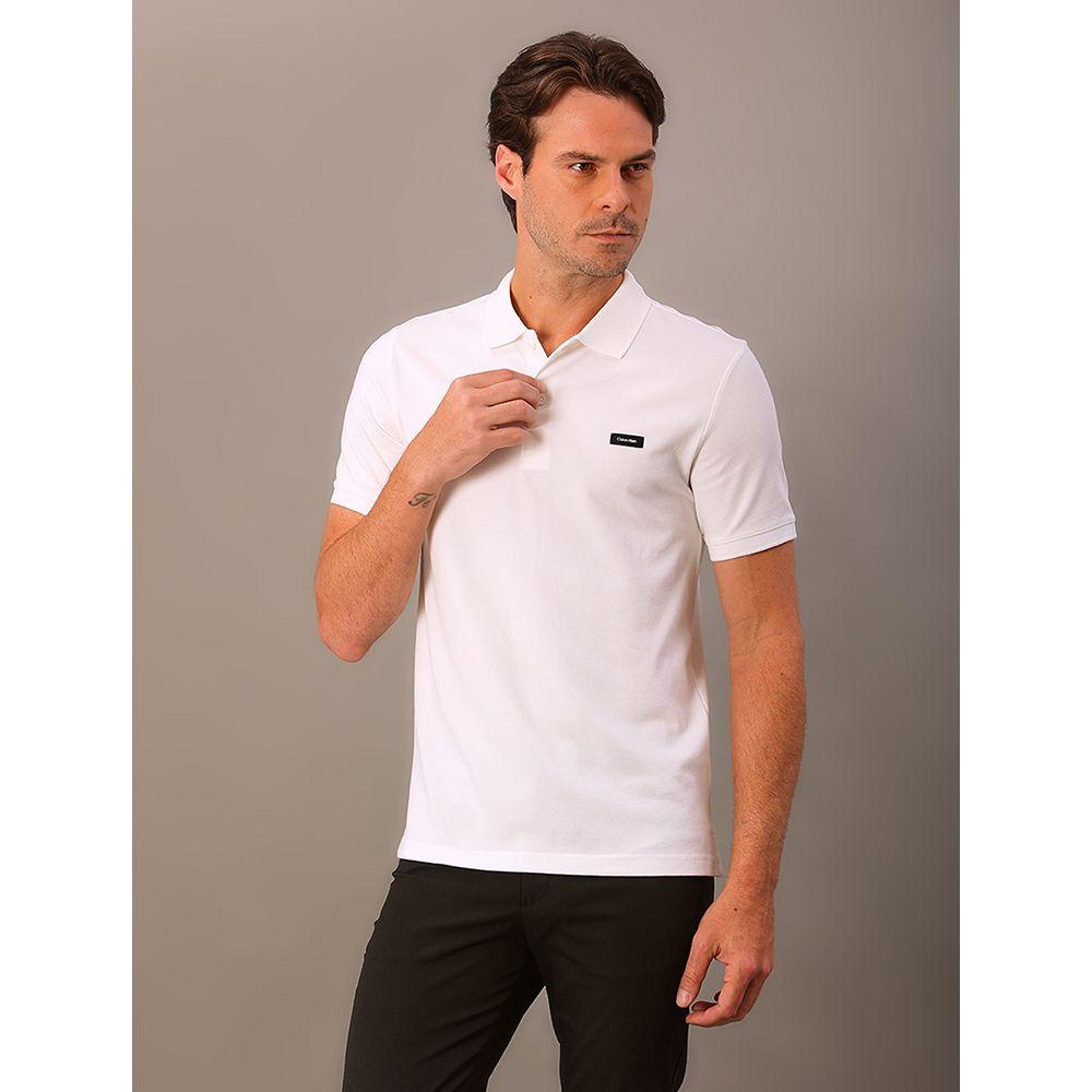 Polo Masculina Slim Piquet Calvin Klein - Branco - 2