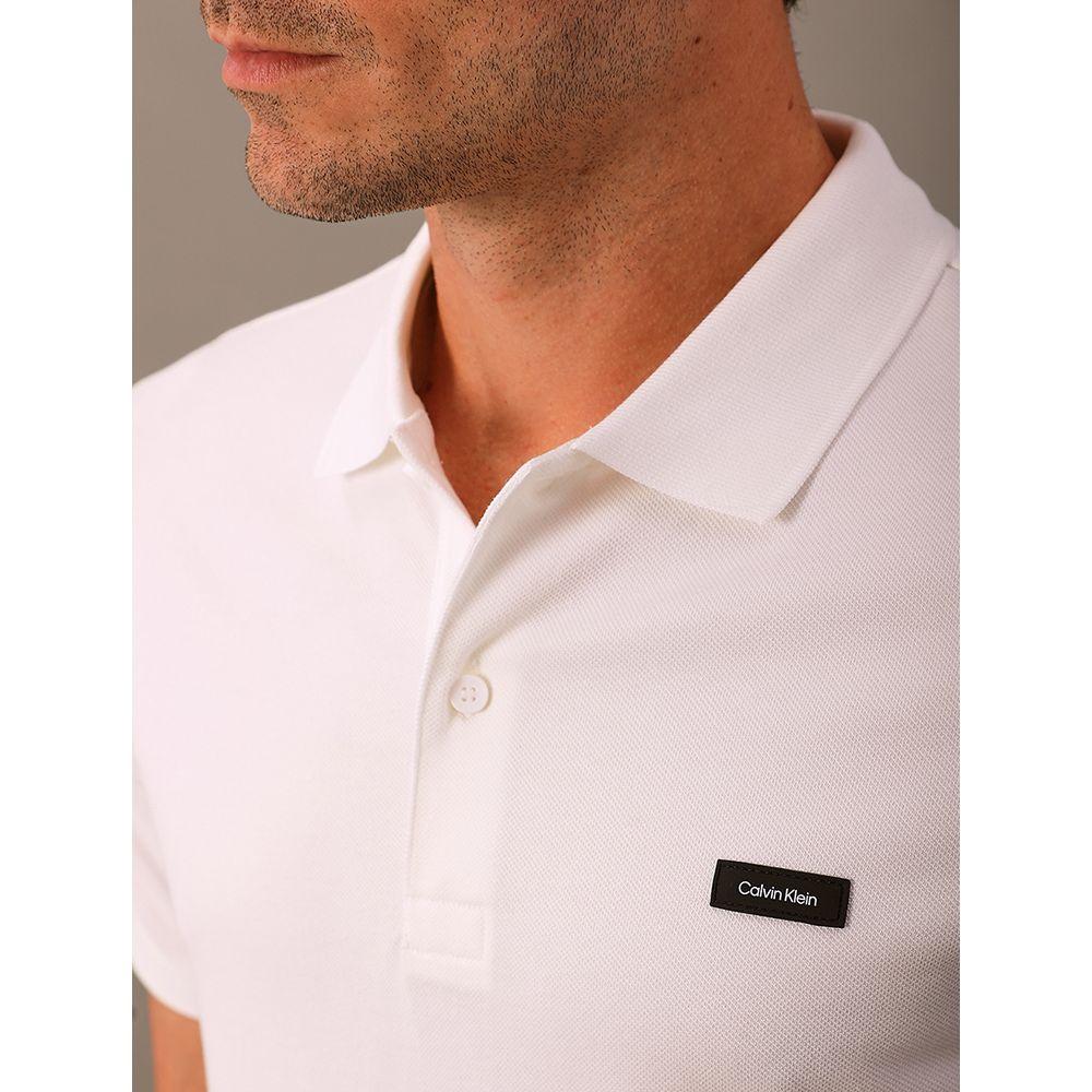 Polo Masculina Slim Piquet Calvin Klein - Branco - 3