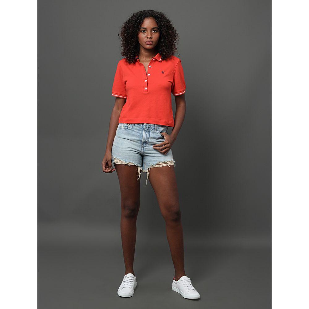 Polo Feminina Piquet Duplo Calvin Klein Jeans - Vermelho - 3