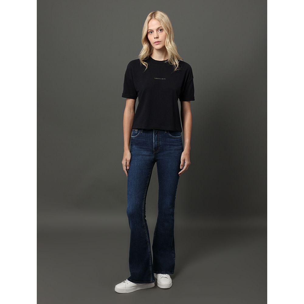 Camiseta Feminina Relevo Contraste e Foil Calvin Klein Jeans - Preto - 3