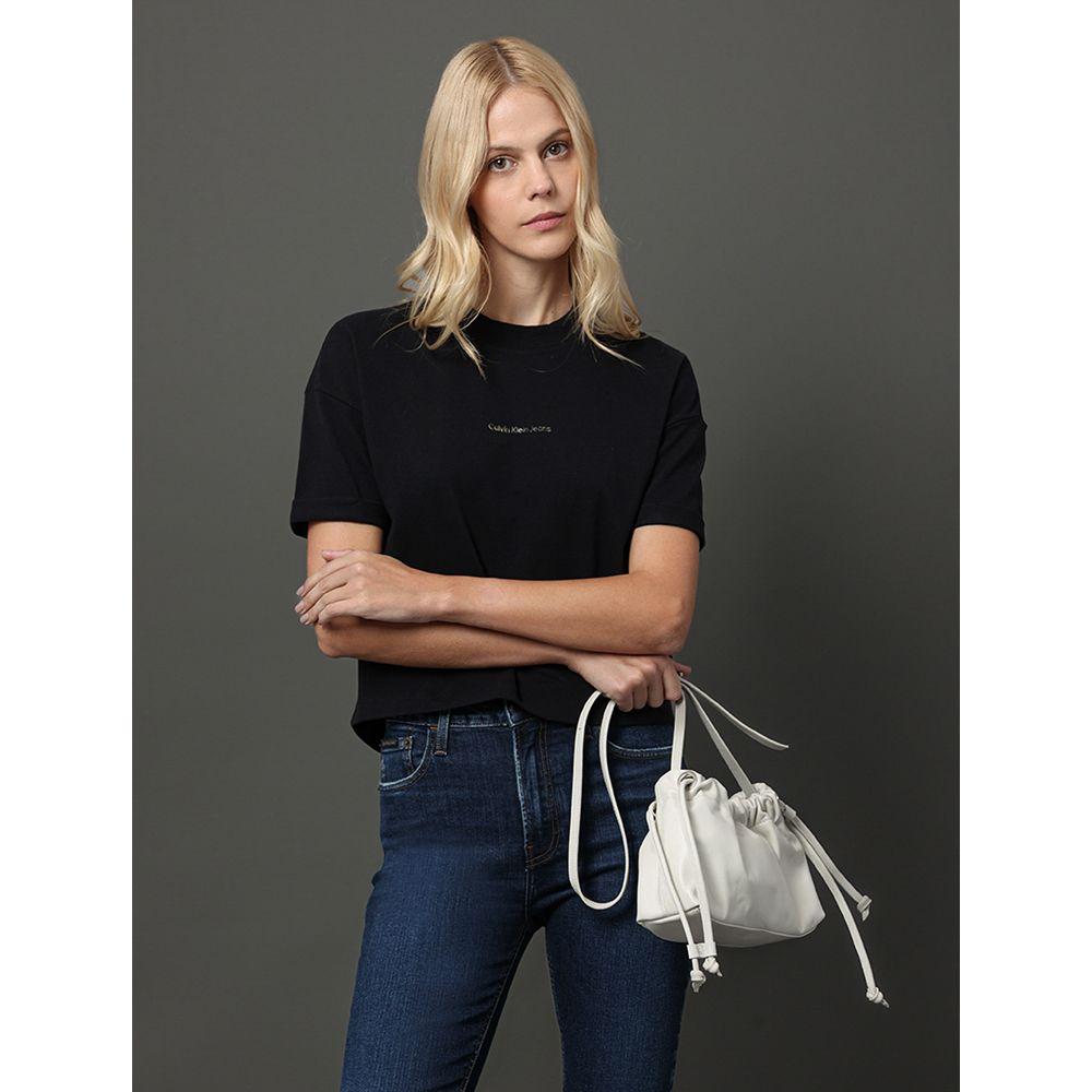 Camiseta Feminina Relevo Contraste e Foil Calvin Klein Jeans - Preto - 5