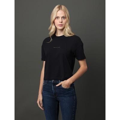 Camiseta Feminina Relevo Contraste e Foil Calvin Klein Jeans - Preto
