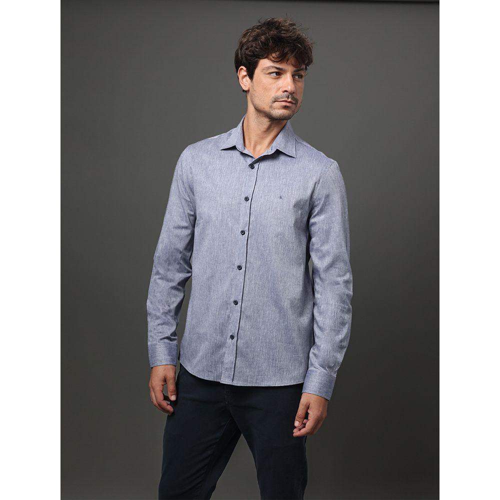Camisa Masculina Cotton Linen Calvin Klein Jeans - Marinho - 1