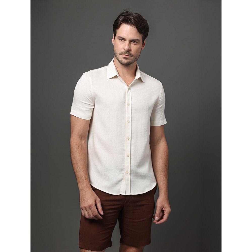 Camisa Masculina Espinha de Peixe Calvin Klein - Off White - 1