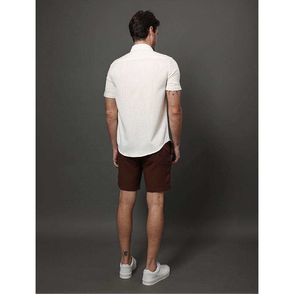 Camisa Masculina Espinha de Peixe Calvin Klein - Off White - 2