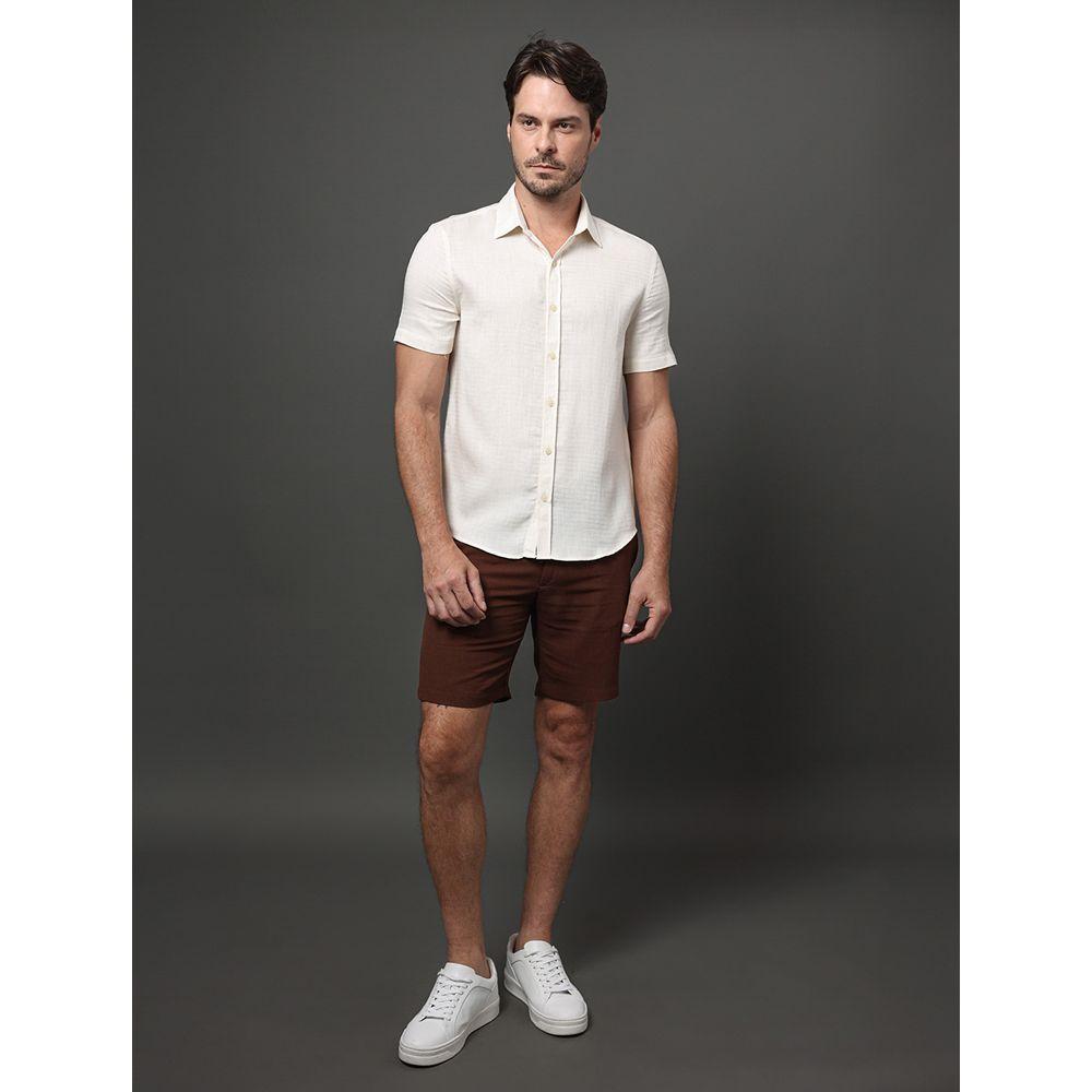 Camisa Masculina Espinha de Peixe Calvin Klein - Off White - 3